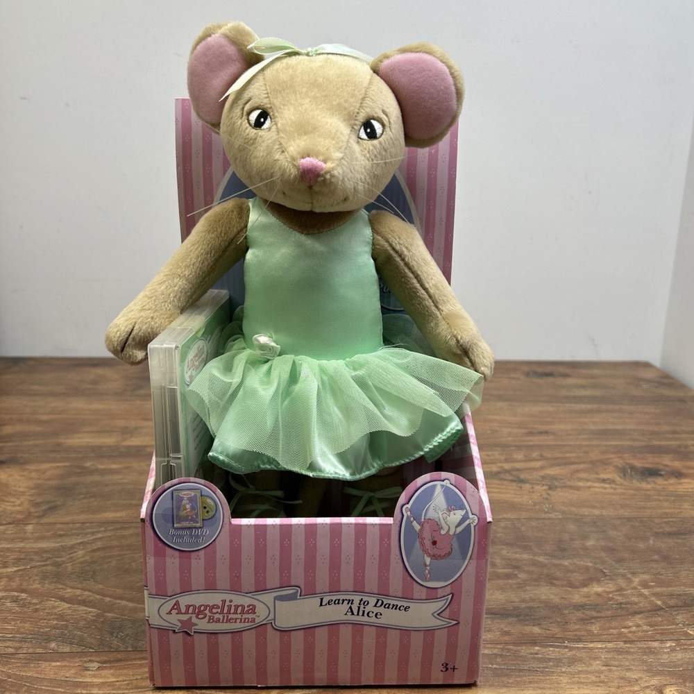 Angelina Ballerina Learn To Dance ALICE Plush Poseable‎ w/DVD 2005 HTF